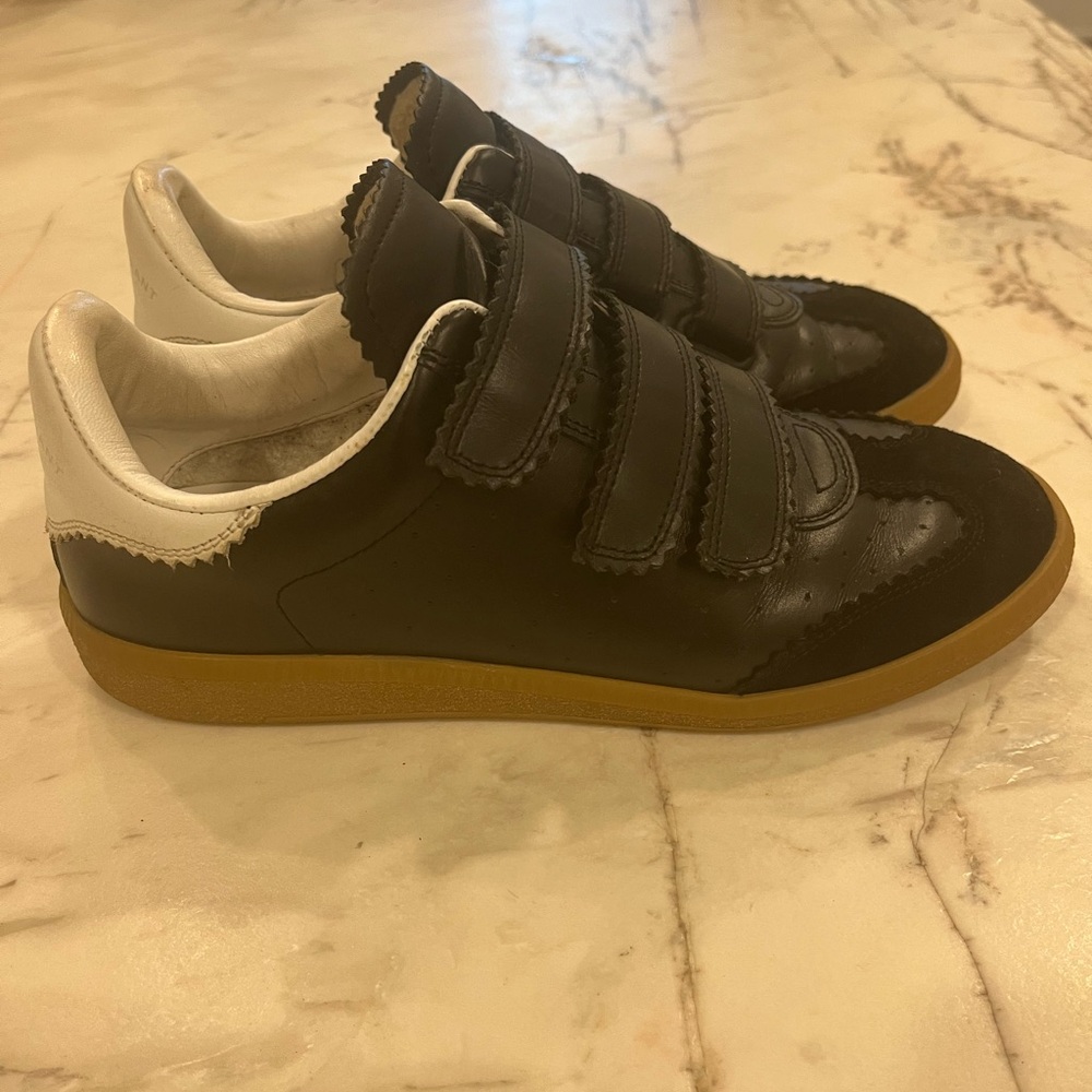 Isabel Marant Black and White Sneakers with Scalloped Detail